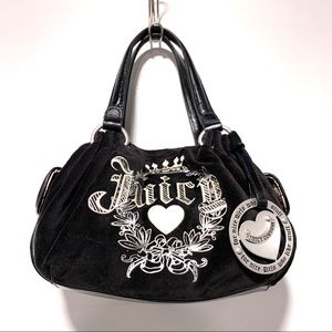 Juicy Couture Black Velvet Velour Handbag Never Used